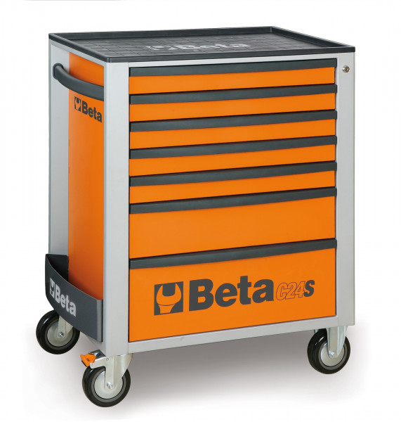 Beta 2400S 7 Schubladen Werkzeugwagen mit 343 Stück Easy Foam Inlay Orange