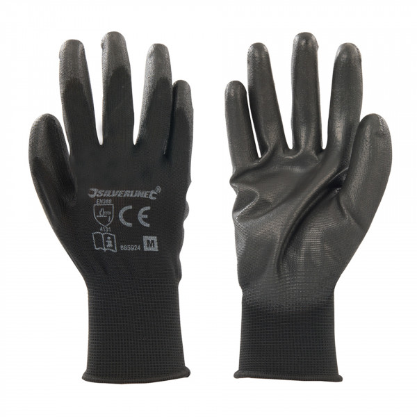 Silverline PU-Handschuhe mit schwarzer Handfläche M8