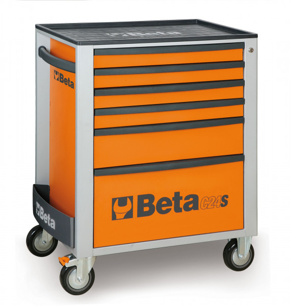 Beta 2400S Chariot utilitaire à 6 tiroirs avec 249 outils Easy Foam Inlay Orange