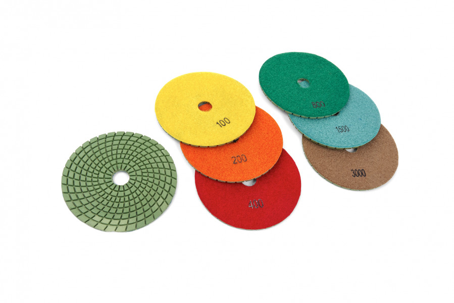 HBM Jeu de disques de polissage pour la ponceuse et polisseuse humide HBM 125mm