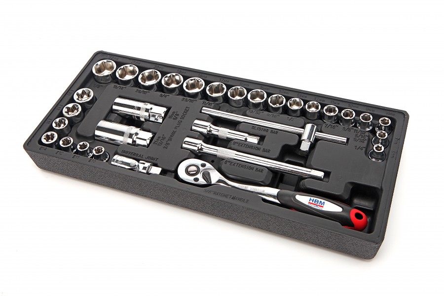 HBM 31 Pack 3/8" Steckschlüsselsatz Inlay für HBM-Werkzeugschlitten