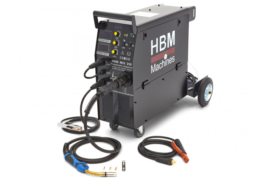 HBM MIG 250 Profi-Schweißgerät mit Digitalanzeige und IGBT-Technologie