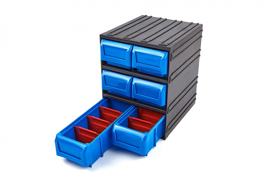Tayg 6 Schubladen Lagerkasten, Sortimentskasten, Aufbewahrungssystem aus Kunststoff