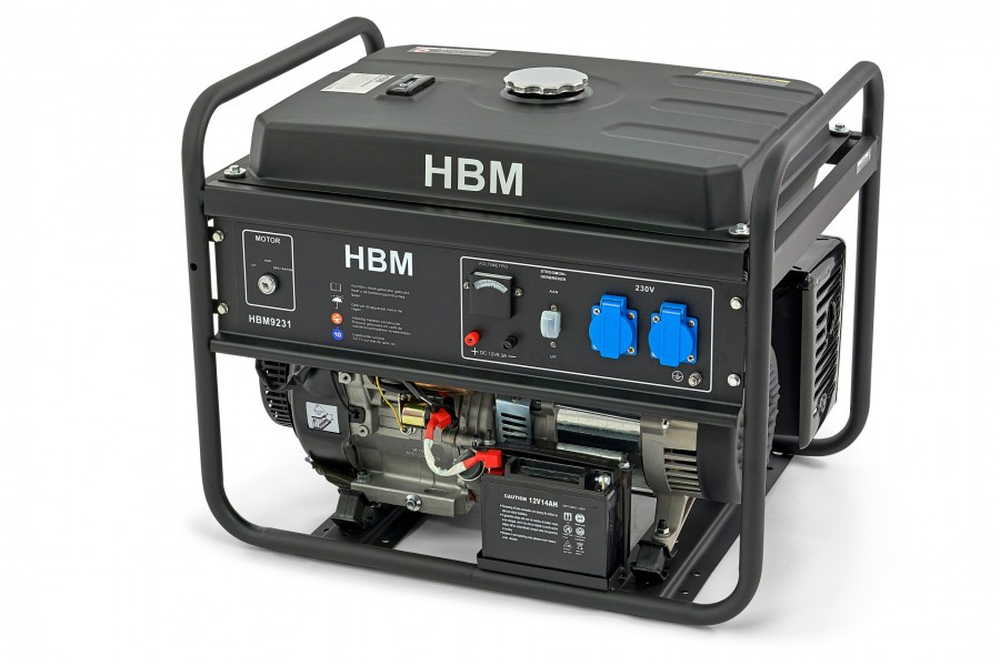 HBM 5.500W generator mit 390cc OHV-Benzinmotor, 230V/12V