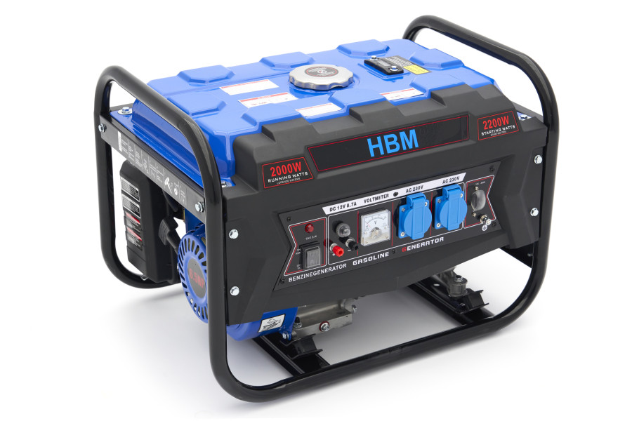 Générateur HBM 2200 Watt, agrégat avec moteur à essence 163cc, 2 x 230 V