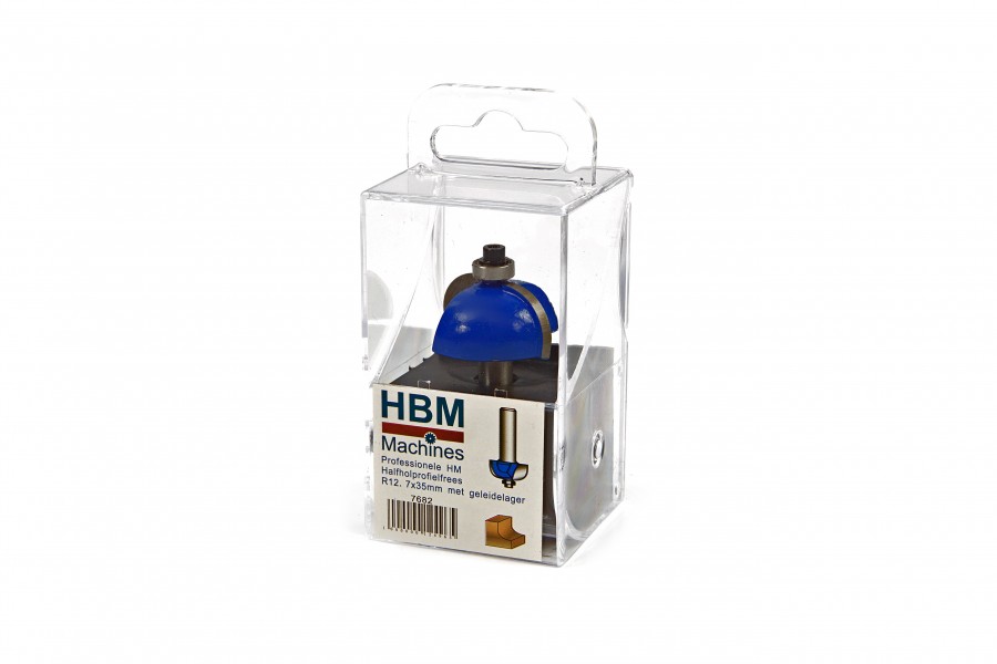 HBM Professionele HM Halfholprofielfrees R12,7 x 35 mm. Met Geleidelager