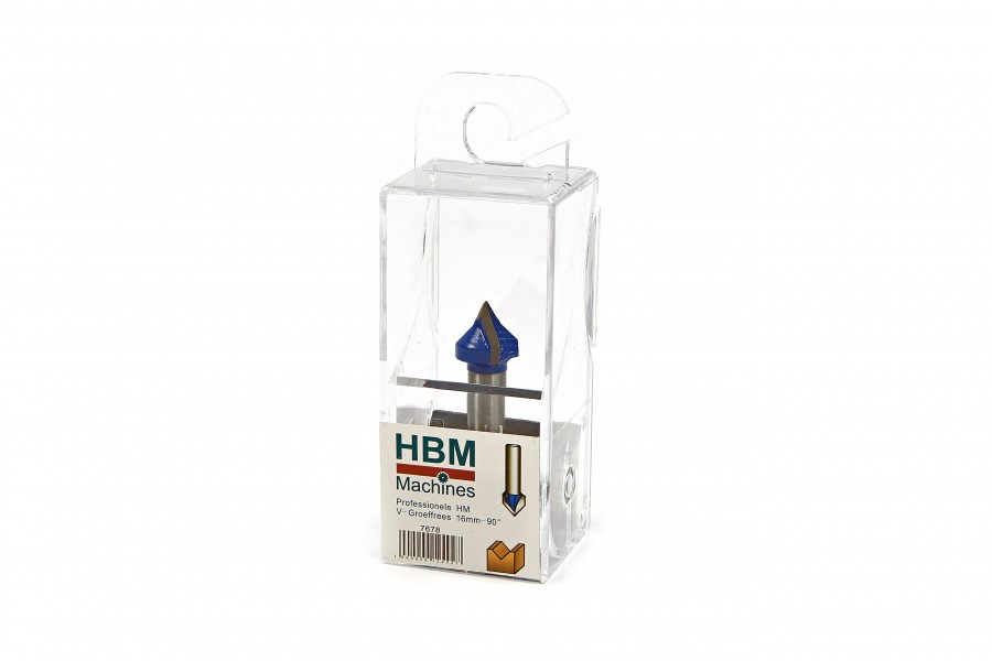 HBM Professional HM V-Nut-Fräser 16 mm. - 90-Grad-Winkel.