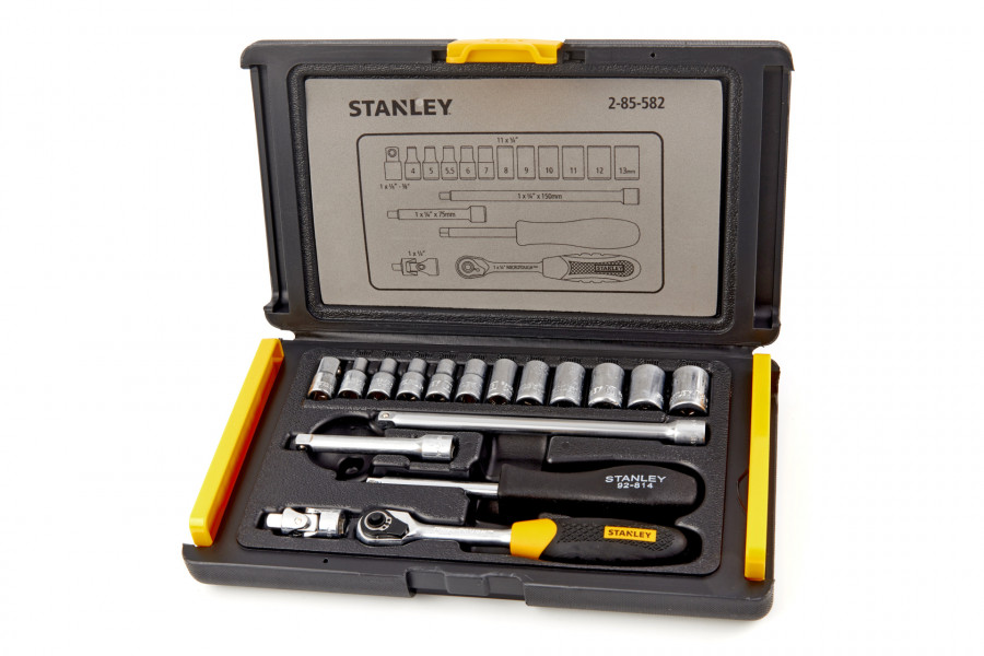 Stanley 17-teiliger 1/4" Steckschlüsselsatz, Steckschlüsselsatz im Koffer