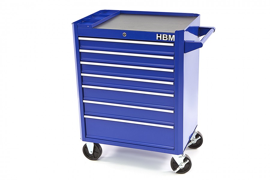 Chariot à outils HBM avec 7 tiroirs - 66 cm - Bleu