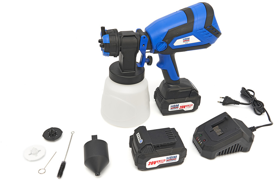 HBM Professional 18 Volt 4.0AH Portable Electric Paint Sprayer Including 2 Batteries With 1000 ML Reserve