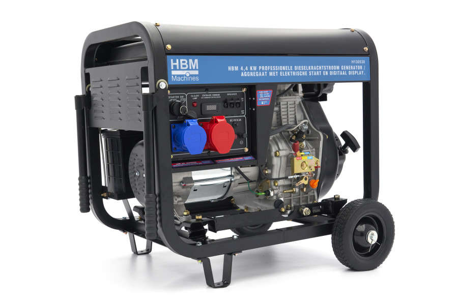 HBM 4.400W Generator met 406 cc diesel Motor, 400V/230V/12V