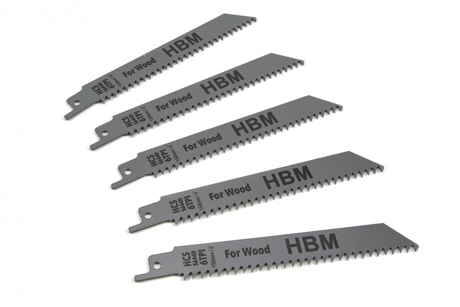 HBM 5-teiliger 150-mm-6-TPI-Stichsägeblatt-Satz für Holz