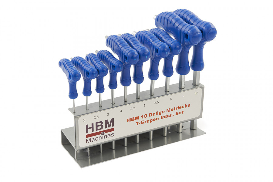 HBM 10-teiliger metrischer sechskantschlüsselsatz mit T-Griffen