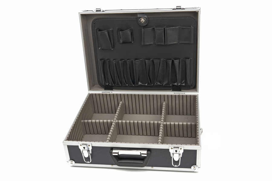HBM Aluminium Werkzeugkoffer 45 x 33 x 15,5 cm mit universeller Fachverkleidung