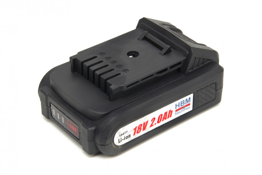 HBM Batterie 18 Volt 2.0 AH pour la mini tronçonneuse électrique professionnelle HBM 150 mm avec 2 batteries