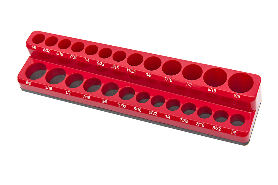 HBM Porte-accessoires magnétique pour 26 pièces 1/4 pouce (tailles impériales), rouge