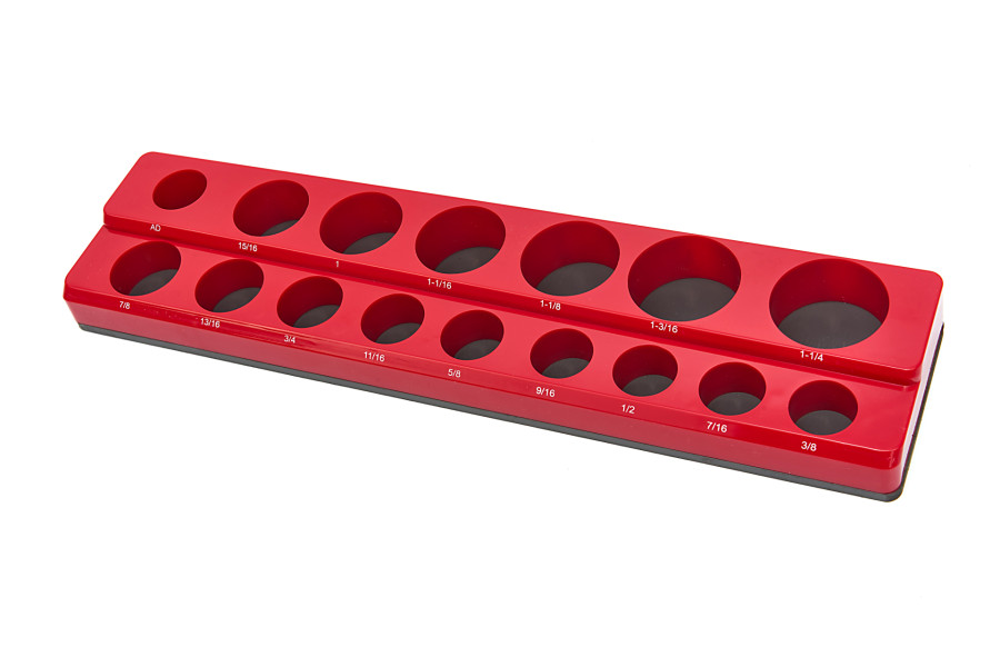 HBM Porte-accessoires magnétique pour 16 pièces de 3/8 pouces (tailles impériales), rouge