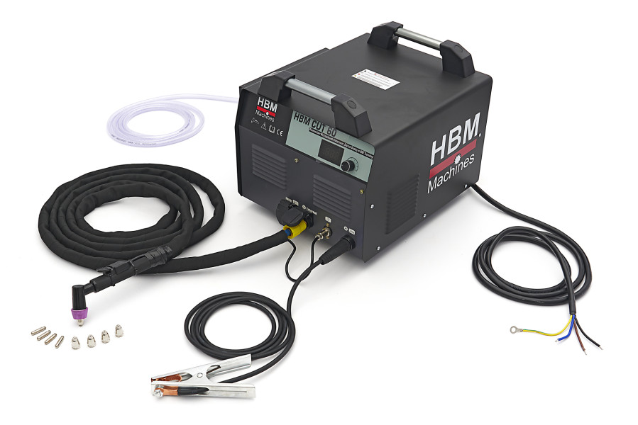 HBM CUT 60 Plasmaschneidgerät mit eingebautem Kompressor, Digitalanzeige und IGBT-Technologie 400 Volt