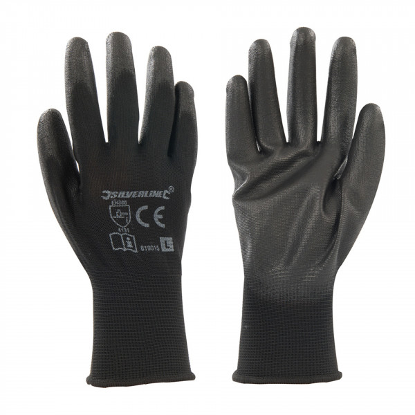 Silverline PU-Handschuhe mit schwarzer Handfläche, Large