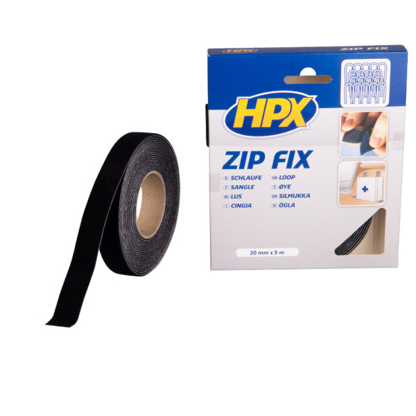 HPX Zip fix velcro (boucle) - noir 20mm x 5m
